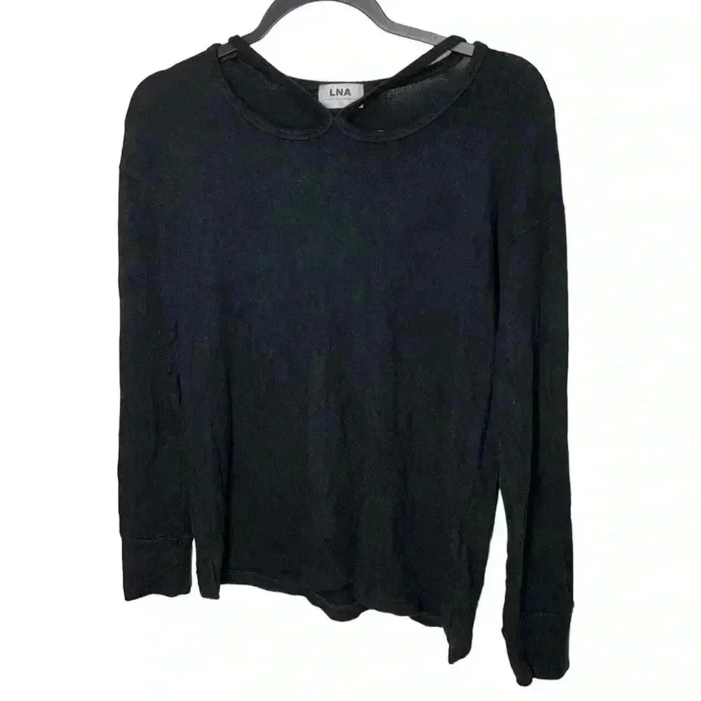 LNA Soft Black Front Cut Out Sweater S